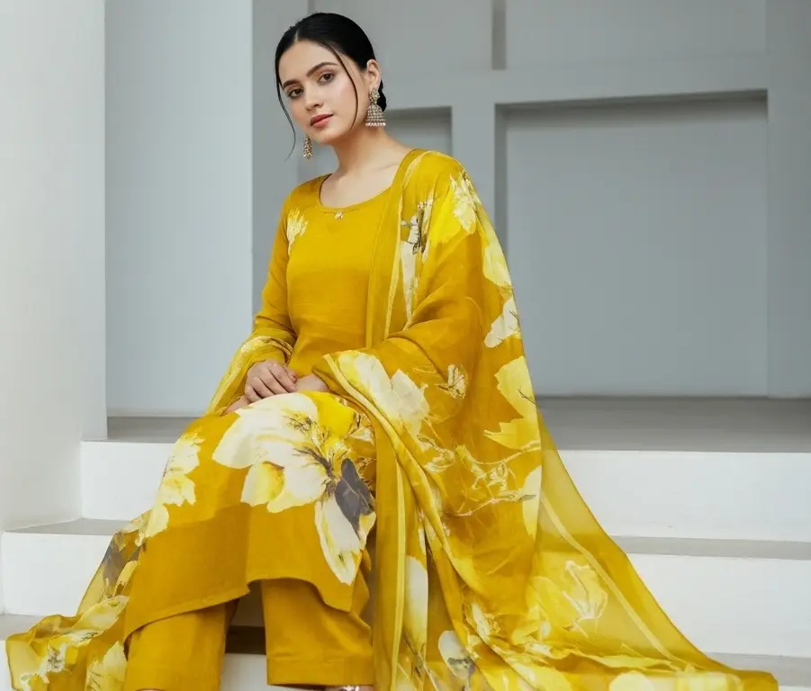 Olive Royal Charm Printed Cotton Silk With Dupatta Suit