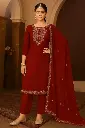 Sunheri Adda – Royal Maroon Silk Designer Suit with Dupatta