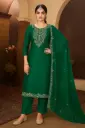Sunheri Adda - Olive Green Cotton Silk Designer Suit with Dupatta