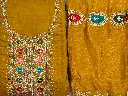 Sunheri Roshni – Golden Yellow Cotton Silk Designer Suit with Dupatta