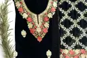 Shahi-Kala – Elegant Black Cotton Silk Embroidered Suit with Dupatta