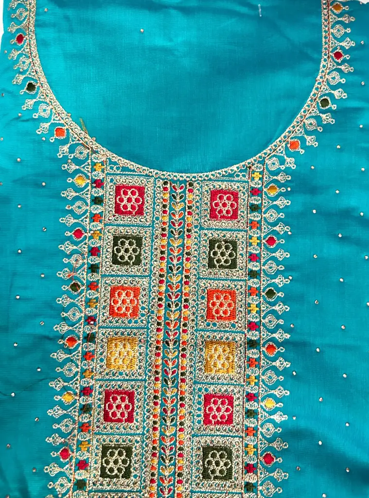 Sunheri Roshni – Royal Blue Silk Designer Suit with Dupatta
