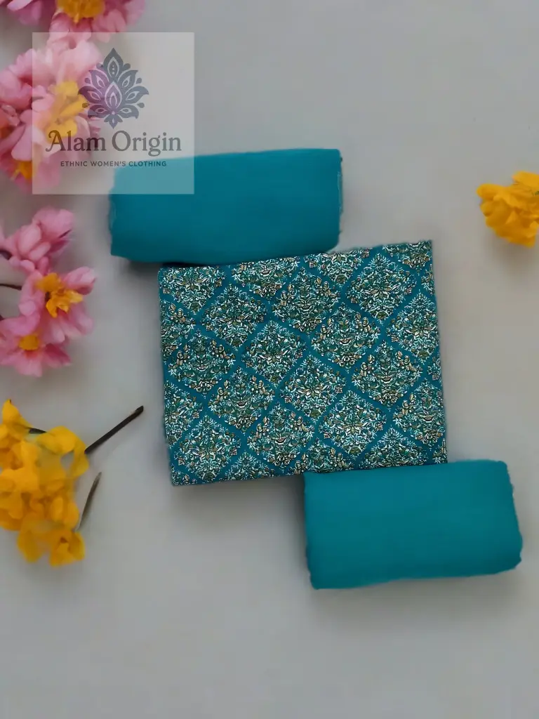 Women's Medium Teal Daily Wear Designer Suit Set