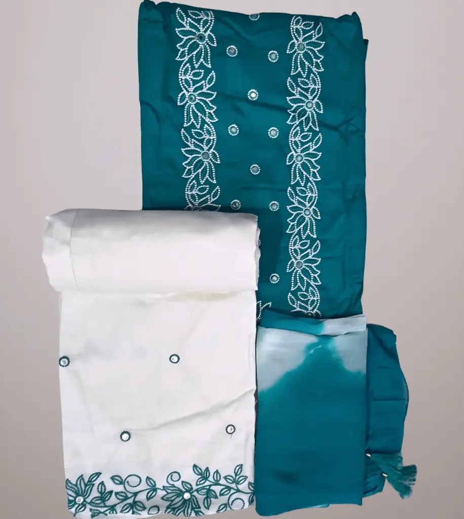 Teal Treasure Cotton Silk Daily Elegance Dupatta Set