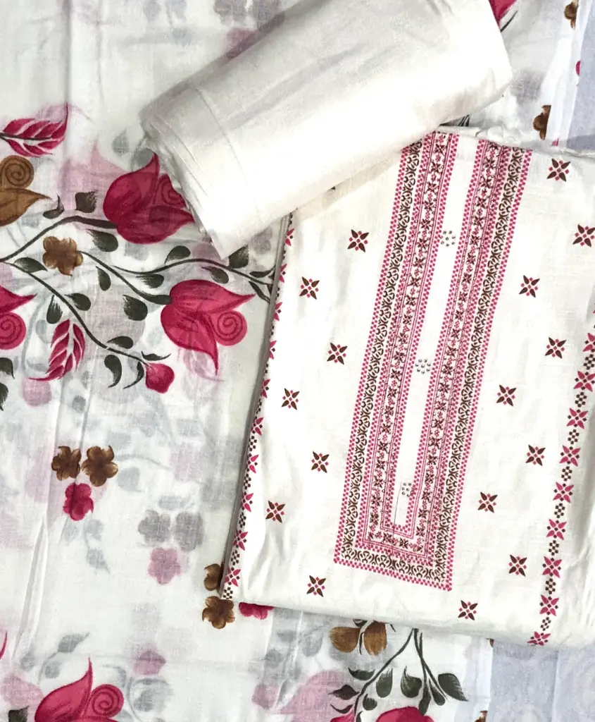 Noor-e-Laal White Printed Cotton Silk Daily Suit