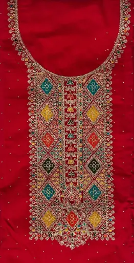 [EACOTMU19] Sunheri Roshni – Royal Red Silk Designer Suit with Dupatta