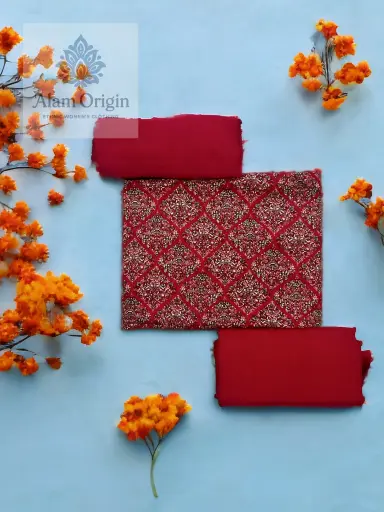 [EACOTMU29] Women's Red Daily Wear Designer Suit Set