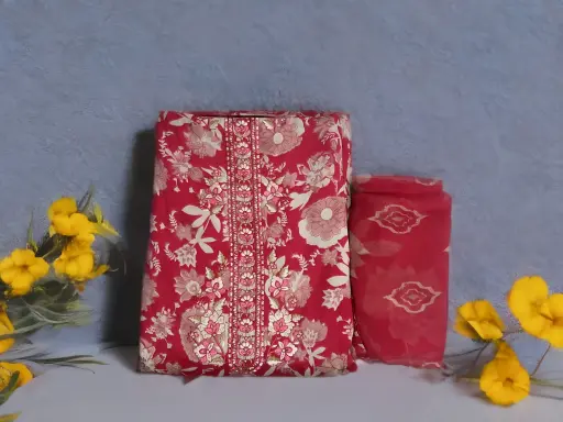 [EACOTMU37] Red Color Suit with Dupatta | Women's Ethnic Wear