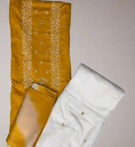 [EACOTMU50] Noor-e-Zard Graceful Yellow Cotton Silk Dupatta Set