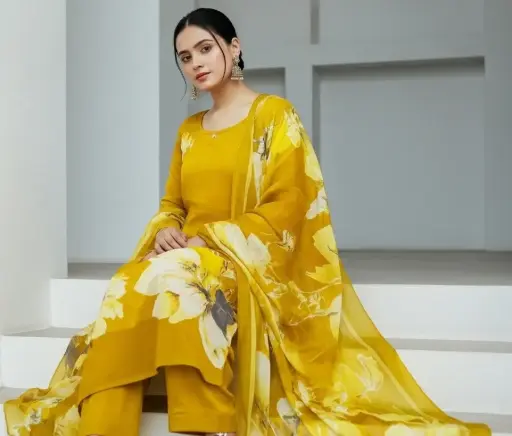 Olive Royal Charm Printed Cotton Silk With Dupatta Suit